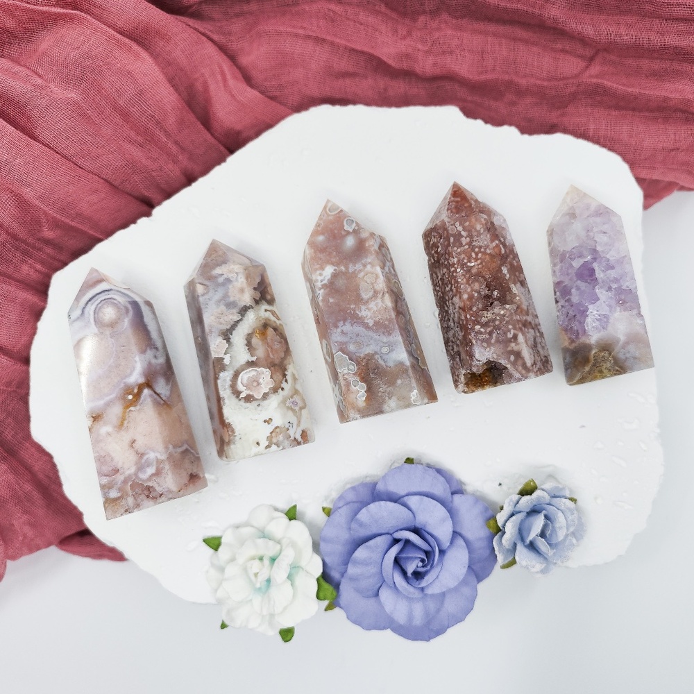 Flower Agate Amethyst Crystal Towers New Beginnings